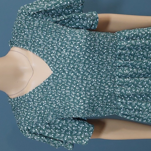 NWT Amazon Women's Long Maxi Maternity Dress Green Floral Baby Shower Size Small - Picture 4 of 12